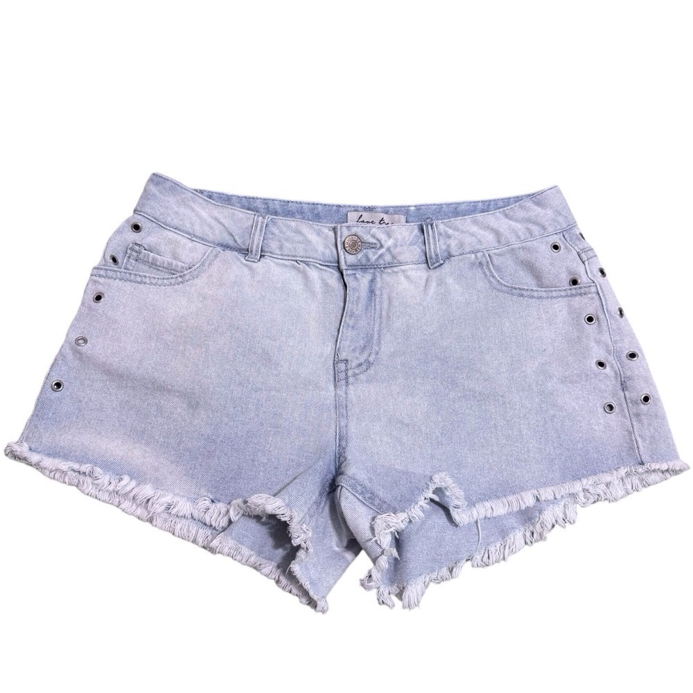 Love Tree Frayed Studded Hip Denim Shorts Raw Hem Size Small